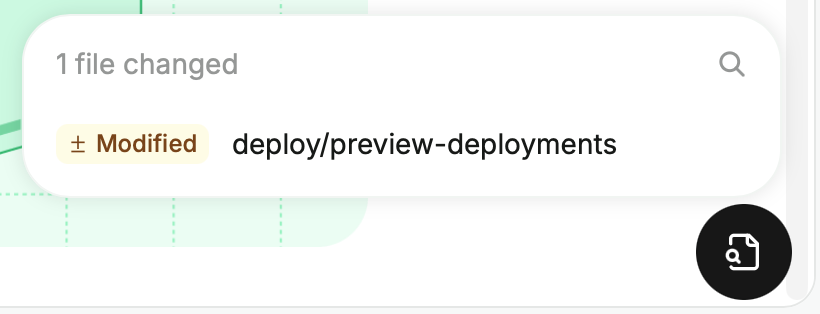 Preview widget expanded to show list of changed files.