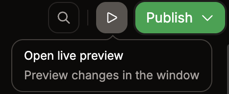 The live preview button in the toolbar.